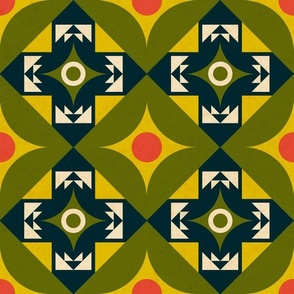 Green Tiles Geometric Wallpaper