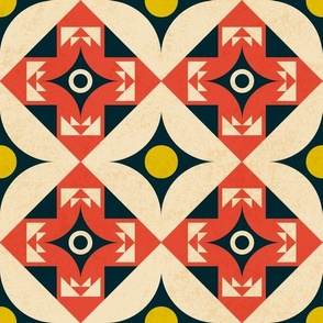 Red Tiles Geometric Wallpaper