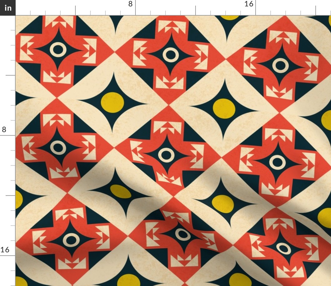 Red Tiles Geometric Wallpaper