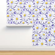 Paper Daisies on Wavey Checkerboard - very peri 
