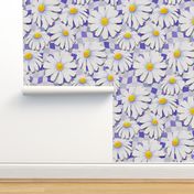 Paper Daisies on Wavey Checkerboard - very peri 