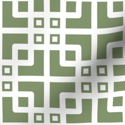 Chinese cross dots mosaic sage green white