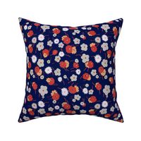 Vintage floral navy orange