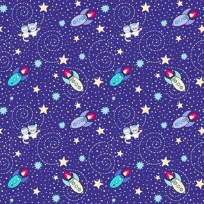 Ditsy space adventure on indigo 