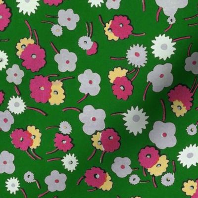 Vintage floral green pink