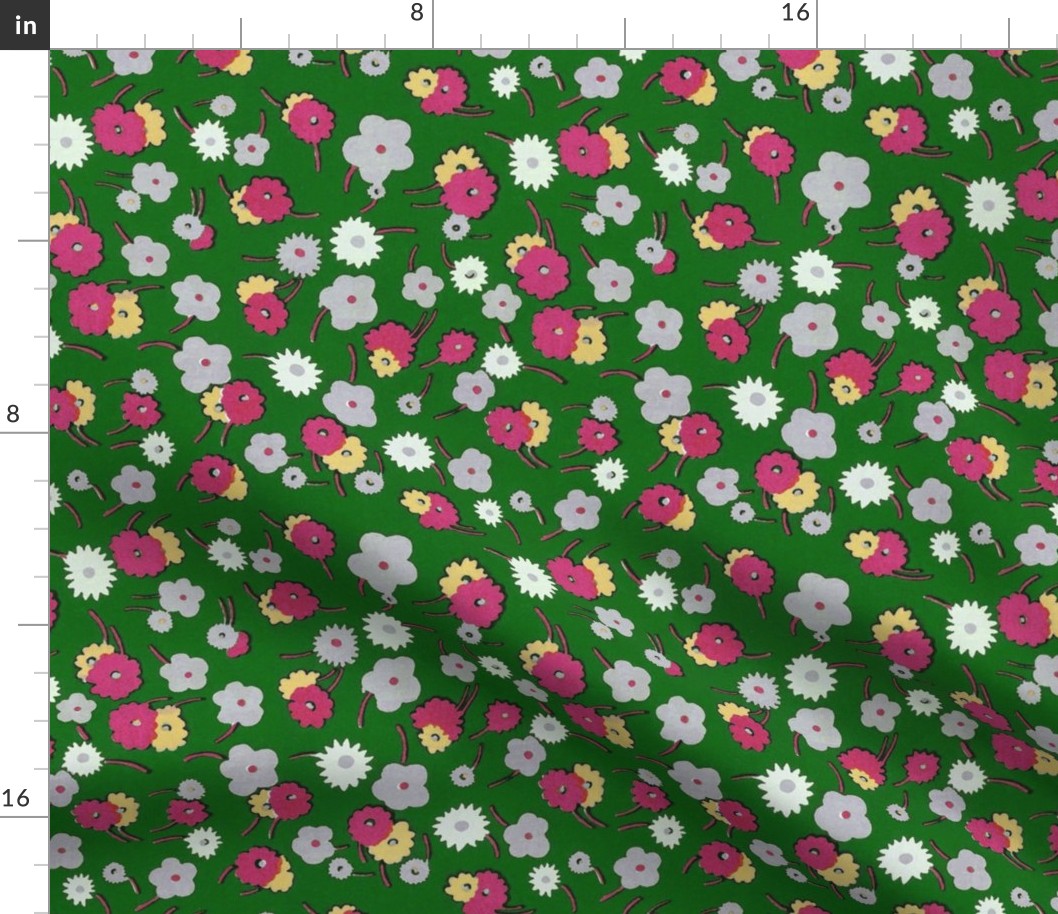 Vintage floral green pink