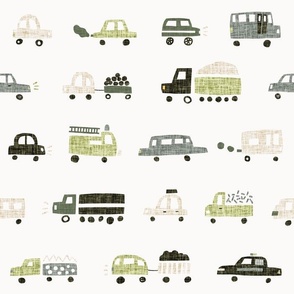 linen cars and trucks: champagne, spring, green olive, sage no. 1, laurel