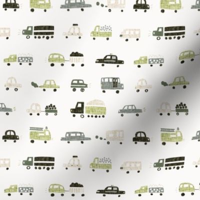small linen cars and trucks: champagne, spring, green olive, sage no. 1, laurel