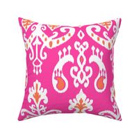 Preppy Spring Ikat Lantern Motifs - hot pink, papaya and white  - large