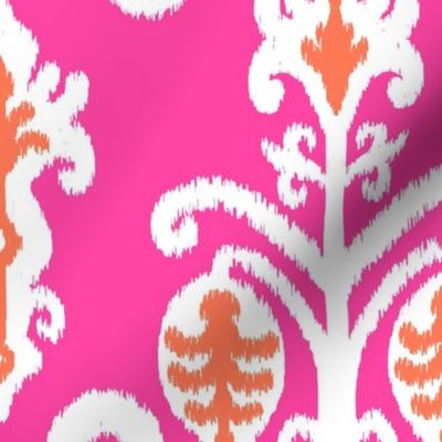 Preppy Spring Ikat Lantern Motifs - hot pink, papaya and white  - large