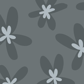 Groovy Flowers | Large Scale | Blue Grey, Powder Blue