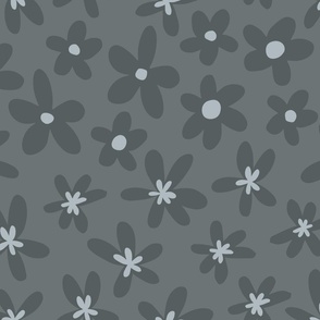 Groovy Flowers | Medium Scale | Blue Grey, Powder Blue