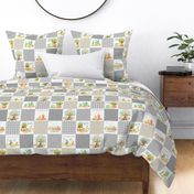4 1/2" Fox + Bunny Friends Quilt Blanket (quilt F candlestick) Woodland Adventures Bedding // Homer and Louise collection