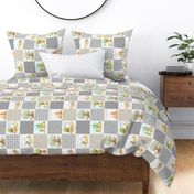 4 1/2" Fox + Bunny Friends Quilt Blanket (quilt F candlestick) Woodland Adventures Bedding // Homer and Louise collection ROTATED
