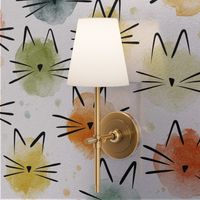 cat - ellie cat vintage - watercolor drops cat - cute cat fabric and wallpaper