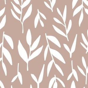 Hand drawn minimalist plants | Medium Scale | Neutral Pink, Bright White | Multidirectional botanical