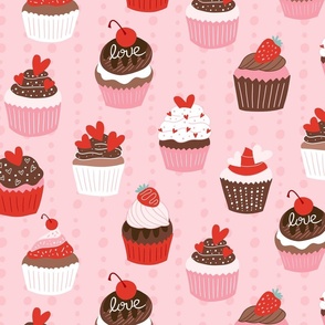Valentine Cupcake Treats Red Pink Large Scale
