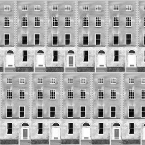 Georgian buildings in Dublin black and white 