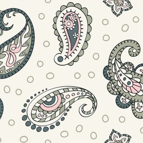 Soft Pink and Green Paisley