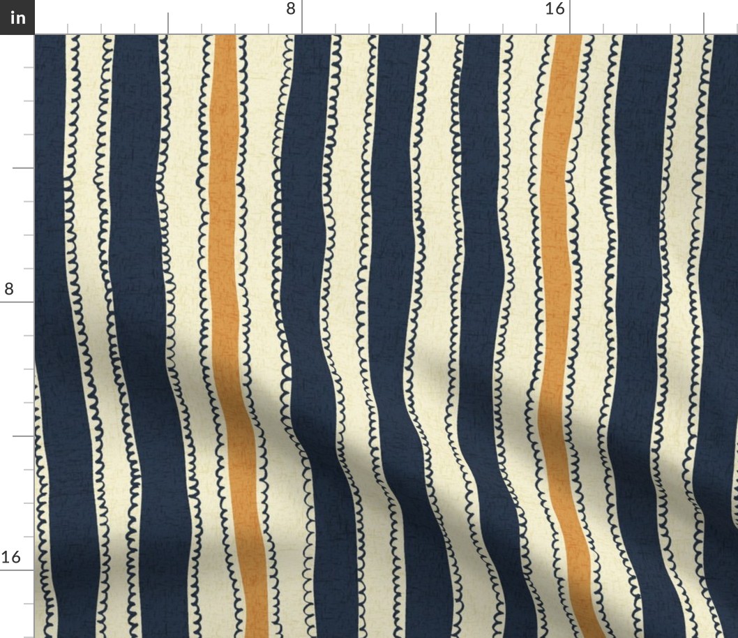 Navy, Gold and Cream Stripe