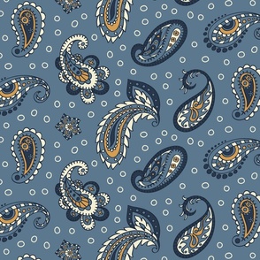 Navy Paisley on Blue