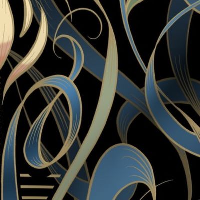 Art Nouveau French Waltz | Black + French Blue