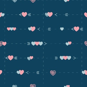 Hearts and Arrows grid on Blue background