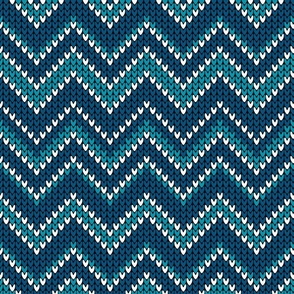 Chevron retro knit navy blue aqua