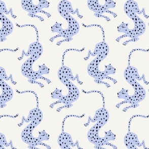 whimsical leopard/periwinkle on cream