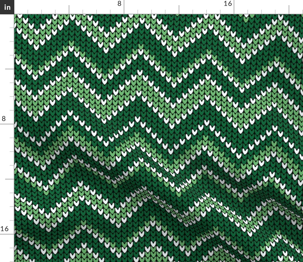 Chevron retro knit green white Christmas MCM