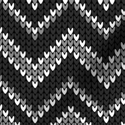 Chevron retro knit black white grey