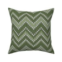 Chevron retro knit sage green white