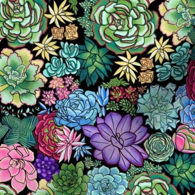 Showy Succulent Plant Pattern - Small Scale