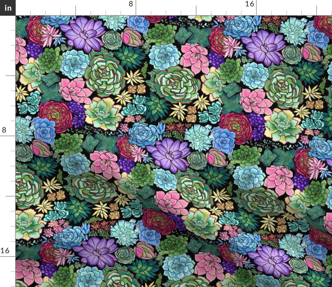 Showy Succulent Plant Pattern - Small Scale