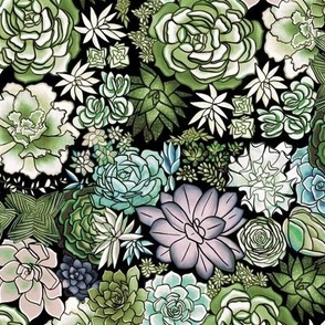 Garden Green Succulent Plant Pattern - Small Scale