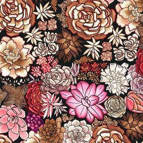 Rose Vintage Succulent Plant Pattern - Small Scale