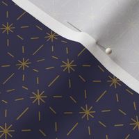 Stitched stars - gold on indigo