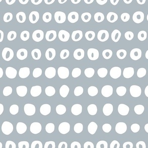 Organic Circles Horizontal Stripe | Medium Scale | Blue grey, bright white | Hand drawn geometric