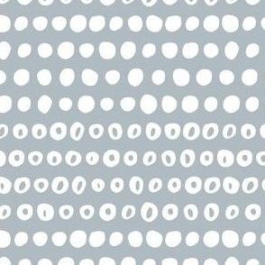 Organic Circles Horizontal Stripe | Small Scale | Blue grey, bright white | Hand drawn geometric
