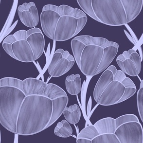 Tulips in Periwinkle and Dark Purple 