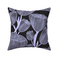 Periwinkle Tulips in Dark Grey by Foxy Fabric 
