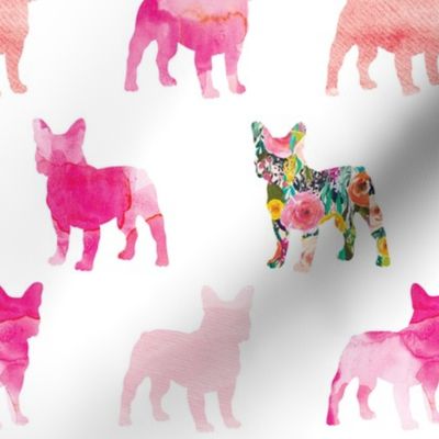 pink floral french bulldogs