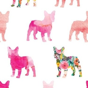 pink floral french bulldogs