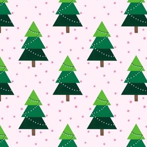 Preppy Christmas Trees with Pink Polka Dots