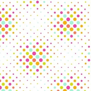 Multi Sized Spring Colored Polka Dots on White