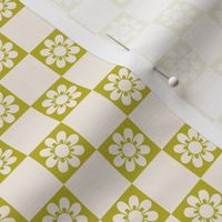  Spring Floral Green Checkerboard Pattern