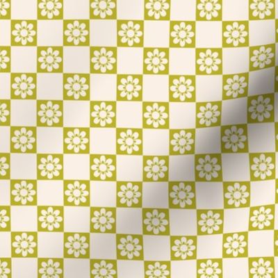  Spring Floral Green Checkerboard Pattern