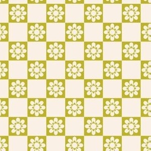  Spring Floral Green Checkerboard Pattern