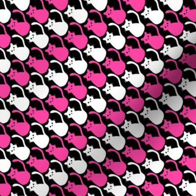 Cat geometric diagonal Hot pink wihite and black