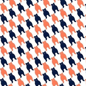 Cat Houndstooth check papaya pink and midnight blue